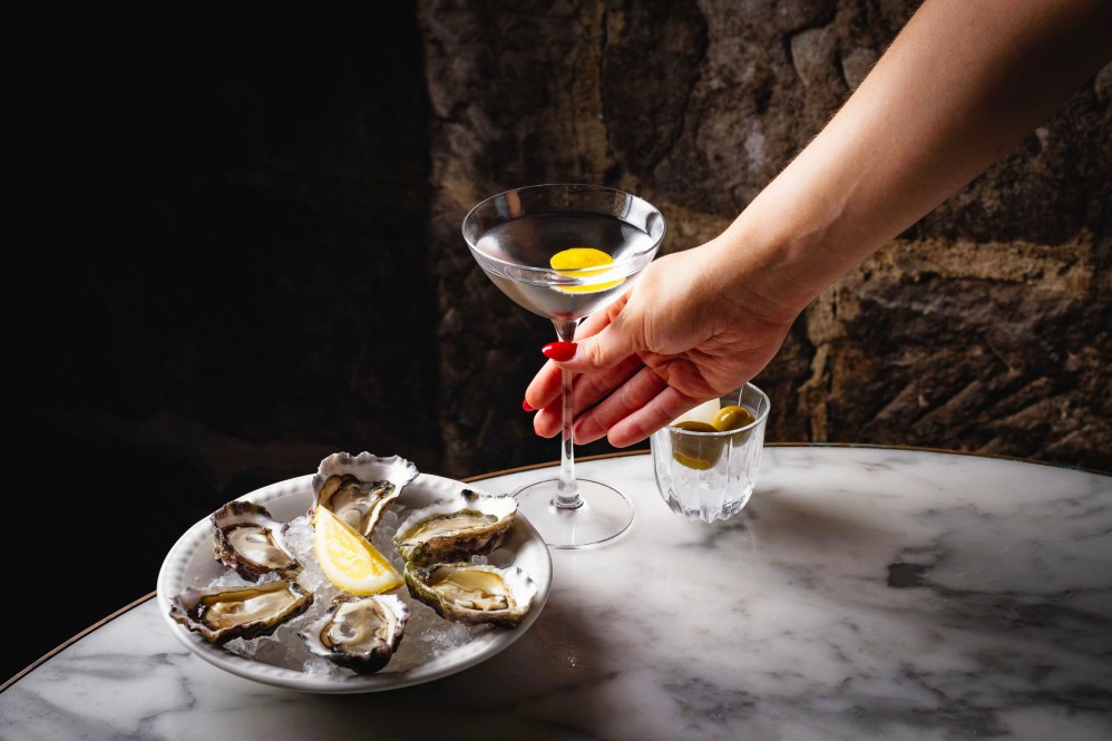 The Cut Gibson martini with Sydney Rock oysters.