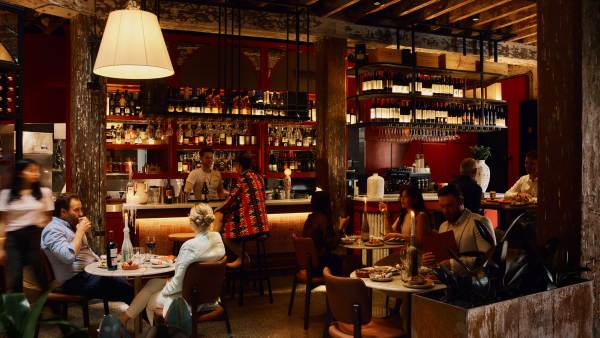 Low lit bar and indoor seating in Percy