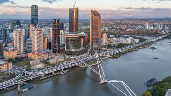 Aerial view of the Star Entertainment Queen's Wharf development in Brisbane.