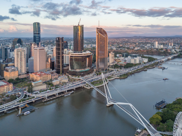 Aerial view of the Star Entertainment Queen's Wharf development in Brisbane.